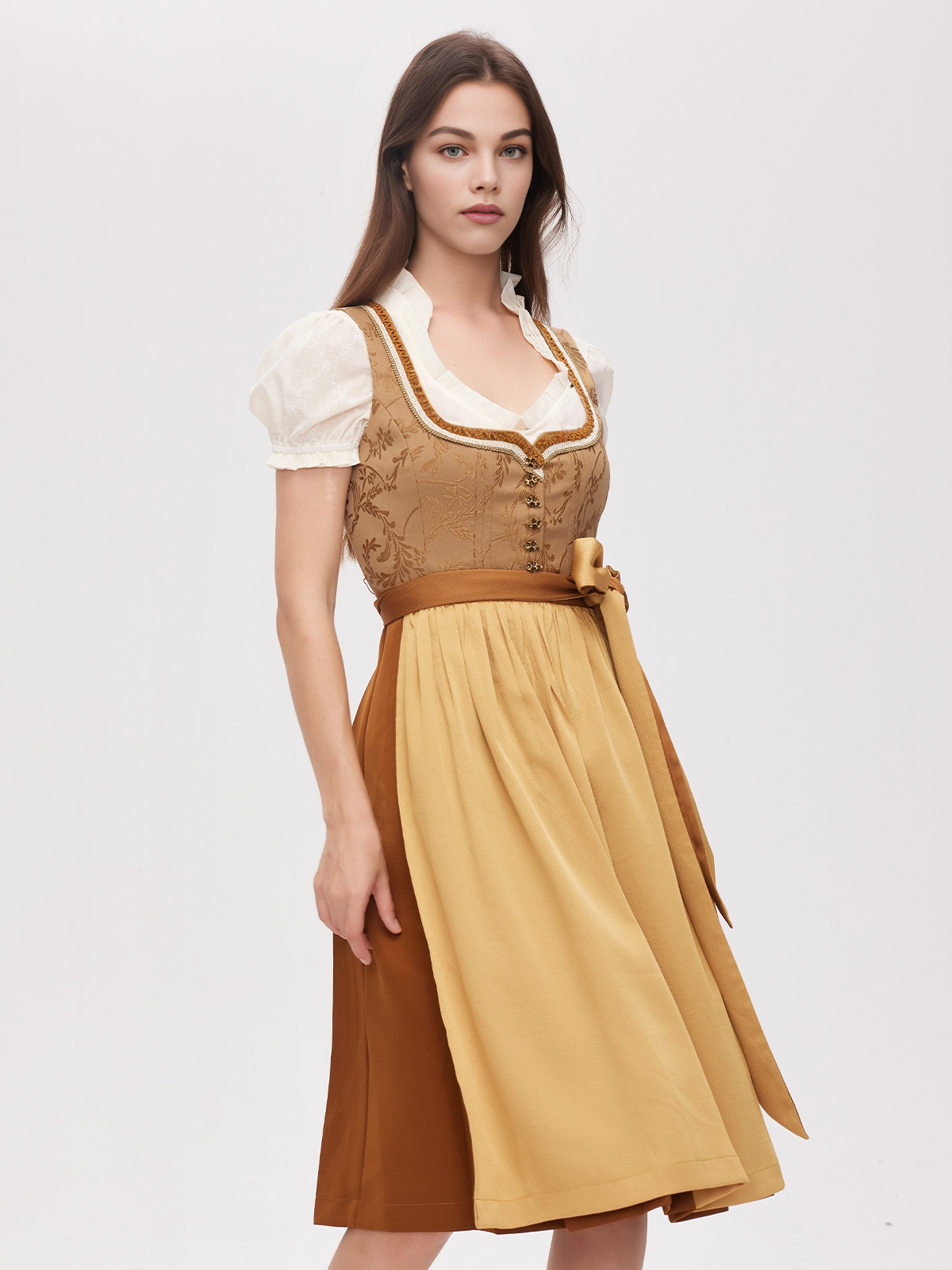 Ein modernes Dirndl in Gelb – perfekt für Festivals und Hochzeiten