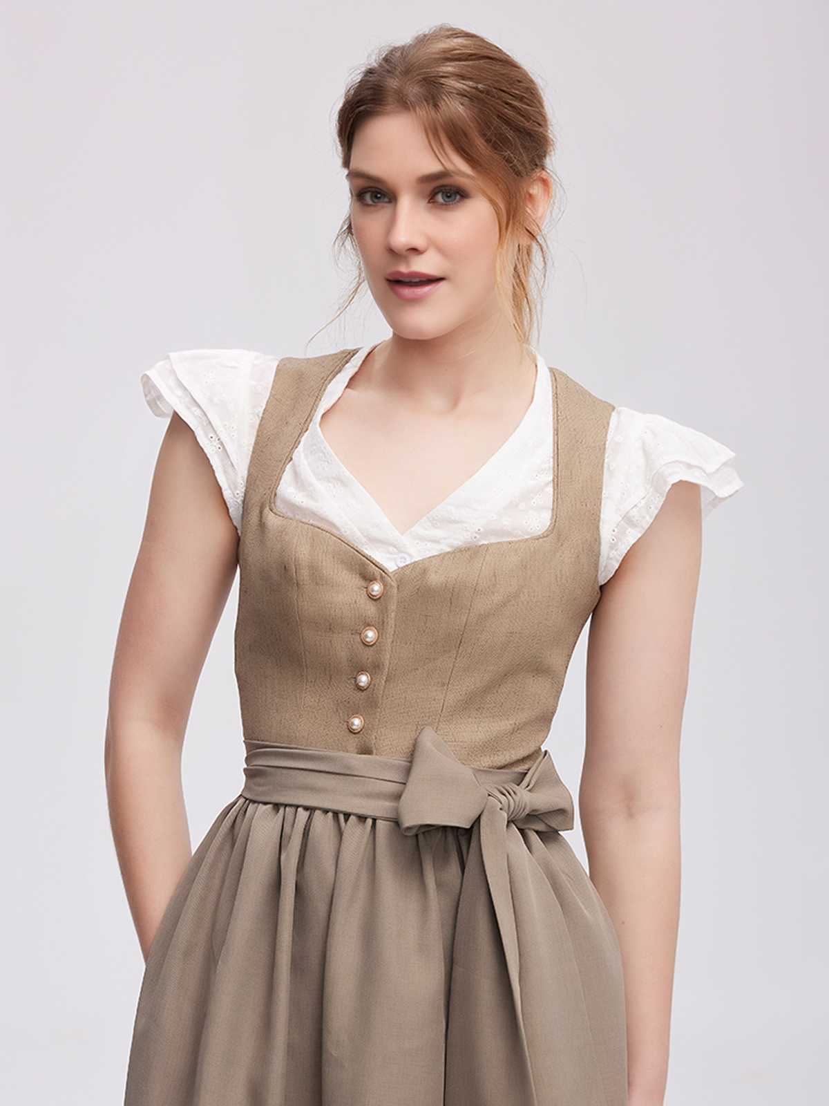 Dirndl Bluse Langarm Spitze in Grün