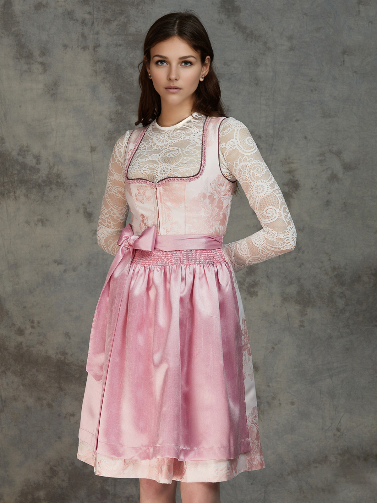 Elegante blaue Dirndl-Bluse mit Spitzenverzierung